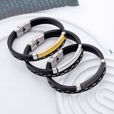 Picture of Premium Stainless Steel & Leather Bracelet for Men