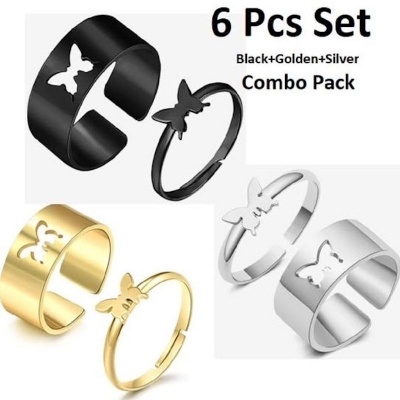 Picture of Butterfly King and Queen Couple Ring Set