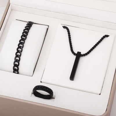 Picture of Fashionable Pendant Necklace, Bracelet & Ring Set for Everyday Chic Style-Combo Set for Men