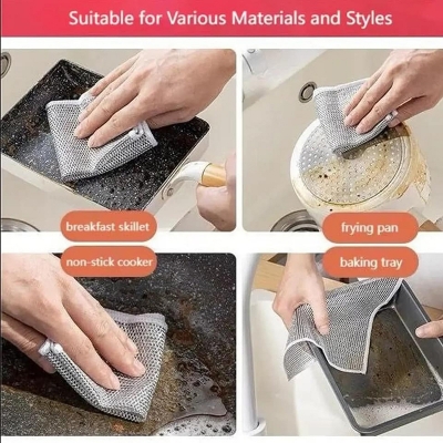 Picture of Rust Removal Cleaning Cloth Kitchen Magic Dishwashing Towel Metal Steel Wire Cleaning Rag Microwave Stove Clean Tools Dish Cloth