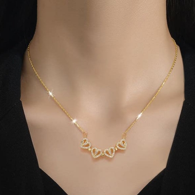 Picture of 4 in 1 Magnetic Love Pendant Necklace for Women Heart Shape Clover Necklace for Women & Girls