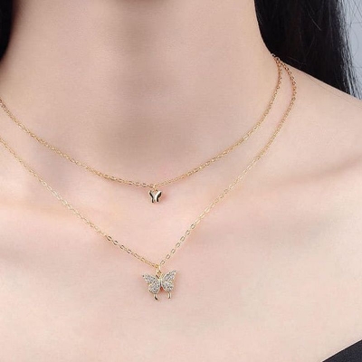 Picture of Fashionable Chain Double Layer Butterfly Necklaces for women New Collection