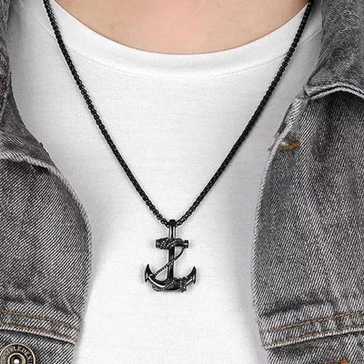 Picture of Stainless Steel Black Metal Chain For Men