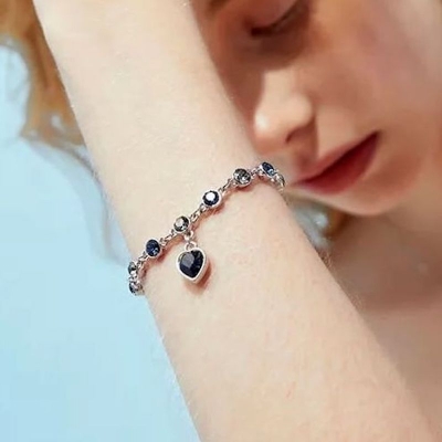 Picture of New Korean Simple  Blue Stone Crystal Love Bracelet For Women