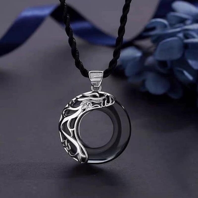 Picture of Men's Punk Dragon Flame Titanium Stainless Steel Cool leather chain Pendant Necklace Men's necklace-Unique Desing Pendant Chain For Men's-Chain For Men-Men's Pendant