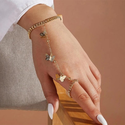 Picture of Butterfly Chain Finger Bracelet for Women