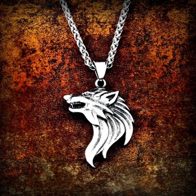Picture of Wolf Head  Stainless Steel Chain Necklace For Men