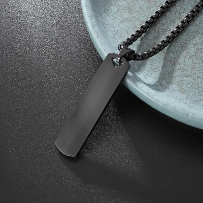 Picture of Black Stainless Steel Pendant and Bar Necklace Chain  for Men