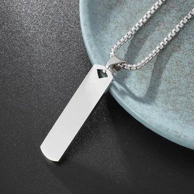Picture of Fashionable Boys Pendant and Bar  Silver Necklace for Men, Stainless Steel