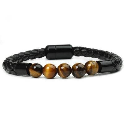 Picture of Tiger's Eye Magnetic Buckle Magnetic Beads  Bracelet for Men