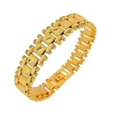 Picture of Gold Plated  Chain Bracelet Wrist Jewelry Gift  For Men  - Golden
