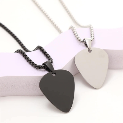 Picture of Silver  Guitar Stainless Steel Blanks Chain  Pendants-Silver