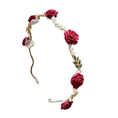 Picture of New Korean Crystal Flower Pearl Headband Beads Sweet Fashion Girl Thin Hair Band Hair Accessories