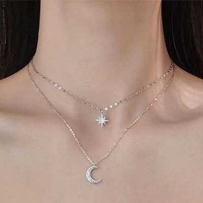 Picture of Cute Zircon Moon Pendant Necklace for Women