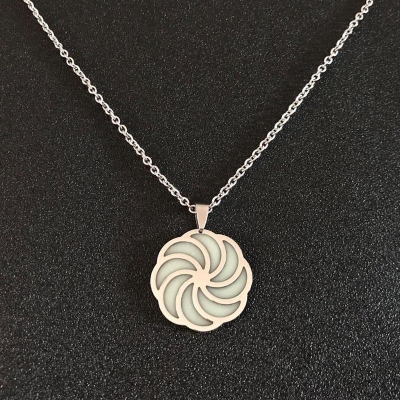 Picture of Flower And Heart Wave Long Chain Necklace  Glowing