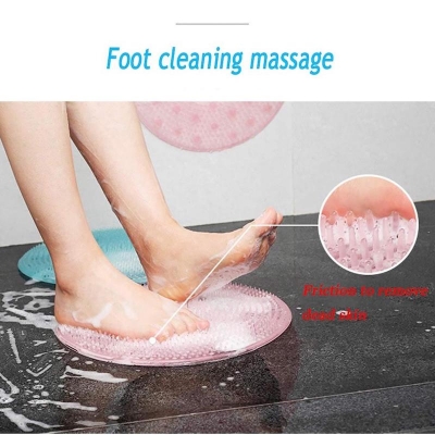Picture of Silicone Bath Massage Brush, Non-Slip Back Massage Pad Bathroom Wash Foot Mat Exfoliating Dead Skin Foot Brush