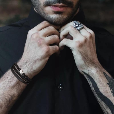 Picture of Leather Braided Bracelet For Men