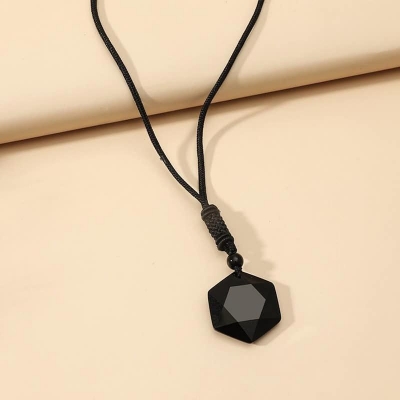 Picture of Tiger Eye Stone  Obsidian Protection Pendant Necklace Natural Healing Crystal Carved Gemstone Necklace