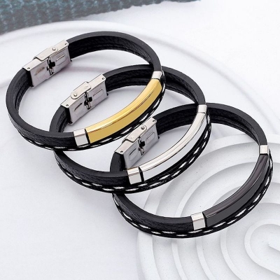 Picture of Trendsetter -Upscale Living -New style Men Cuban Link Chain Bracelet Shiny Rhinestone Inlaid Bangle Jewelry- Inventive Choice