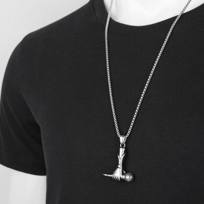 Picture of Hand Microphone Men's Stainless Steel Cool Spearpoint Arrowhead Pendant Necklace for Men Boys  Chain Necklace For Men