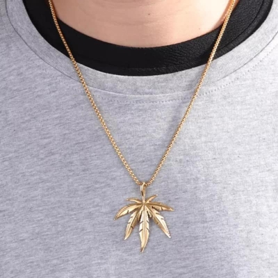 Picture of Maple Leaf Choker Necklace Simple Flower Necklaces Chain For Men