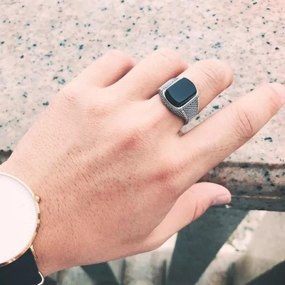 Picture of Black Stainless Steel Men'S Finger Ring - Ring