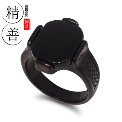 Picture of Black Stainless Steel Men's Finger Ring