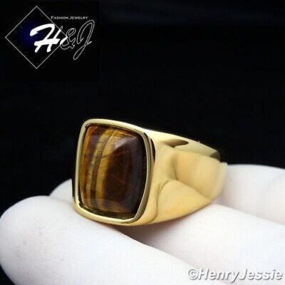 Picture of Yellow Tiger Eye  Sterling Silver Ring For Men