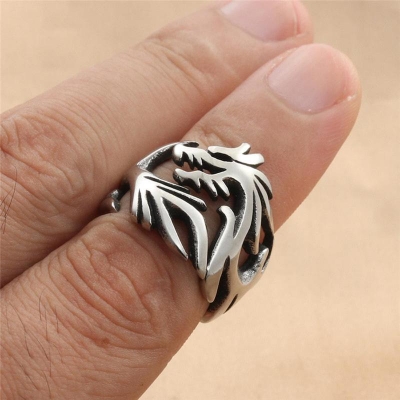 Picture of Sterling Silver Rings For Men Women Unique Dragon Head
