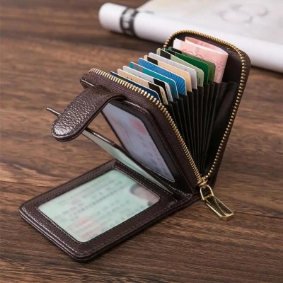 Picture of Men'S Wallet Leather Credit Card Holder ID Card Rfid Blocking Zipper For Men