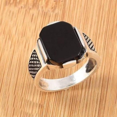 Picture of Black and Silver Finger Ring for Men