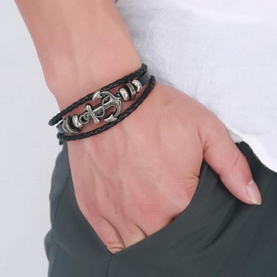 Picture of Fashion Multilayer Leather Bracelet Men