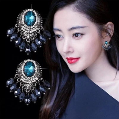 Picture of Uncommon blue beads simple trendy fashion earrings for Girl