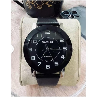 Picture of Stylist Leather Analog Wrist Watch For Men - Black