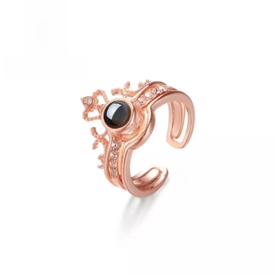 Picture of Fashion SHINY Zircon Crown Ring For Lovers Female 2 Ring