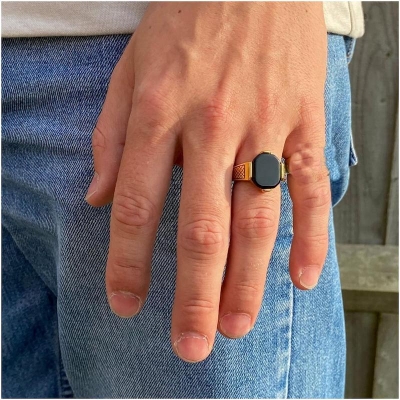 Picture of Golden Stainless Steel Finger Ring For men