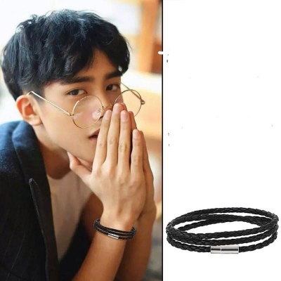 Picture of Woven Bracelet Leather Wristband Interlaced Cuff Bangle 3 Wrap Around Rope Bracelet