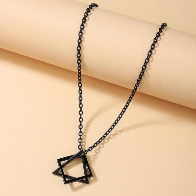 Picture of Stainless Steel  Square Triangle Chain Pendant Necklace For Men  Men's Pendant