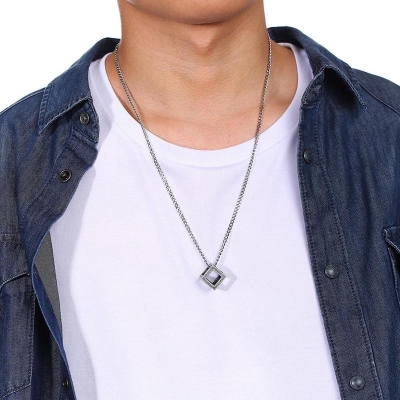 Picture of Hollow Cube Pendant Men's Necklace