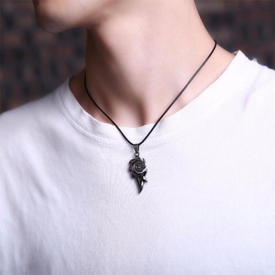 Picture of Black Dragon Pendant Necklace For Men Trendy Simple Chain For Men