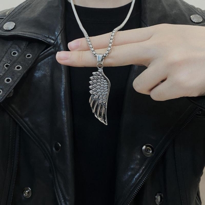 Picture of Punk Rock Men's Design Matte Black Long Necklace with Arrow Pendant Jewelry Chain Necklaces Gift For Men Women/Hot Fashion Chain For Men/Men's Necklace