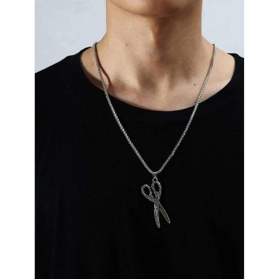 Picture of Stainless Steel  Scissors Desing Pendant Chain Choker Long Men Necklace/Pendant For Men