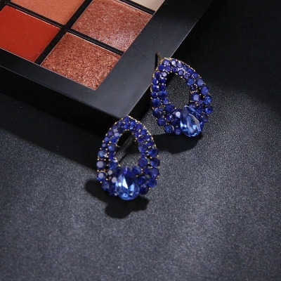 Picture of Blue Earrings Crystal Style Dangle Earrings For Women Girl