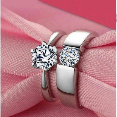 Picture of Crystal Cz Stone Wedding Engagement Rings For Couple