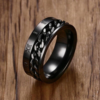 Picture of Fashion Men Black Stainless Steel Rings