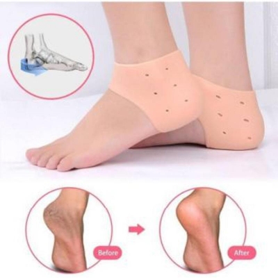 Picture of 2 pieces of a pair, Silicone Gel Heel Socks Insoles for Dry Hard Cracked Heel Repair Pad, Swelling & Pain Relief, Plantar Fasciitis For Foot Care
