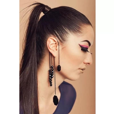 Picture of Long Tassel Earrings for Women Shiny Arc Geometric Korean Earrings ift