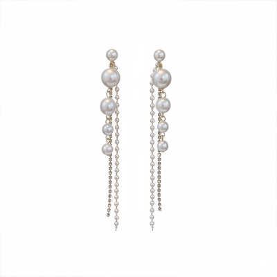 Picture of Long Tassel Earrings Fashion Crystal Water Drop Jewelry  Earrings