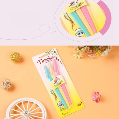 Picture of 3pcs Colorful Eyebrow Trimmer Face Hair Razors Women Eyebrow Shaver Hair Removal Makeup Tools