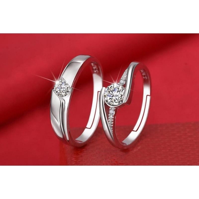 Picture of Fashion Couple Rings Women Men Ring Heart Beat With Box
